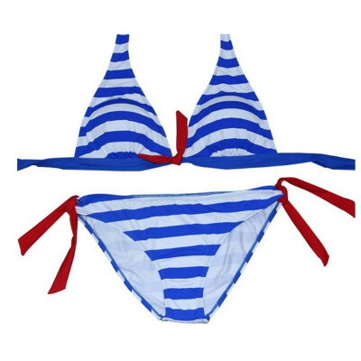 

2019 Swimwear Sexy Solid Hot Sale Padded Women Bikini Sets Striped Bandage Lady Low Waist Swimwear Bathing Suit Pro