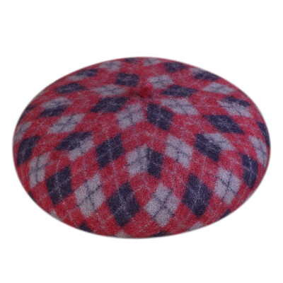 

Hat 2019 autumnwinter new painter hat English temperament hundred fashion wool beret ladies diamond-shaped plaid