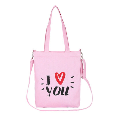 

I Love You Letter Print Women Casual Canvas Single Shoulder Crossbody Tote Bag