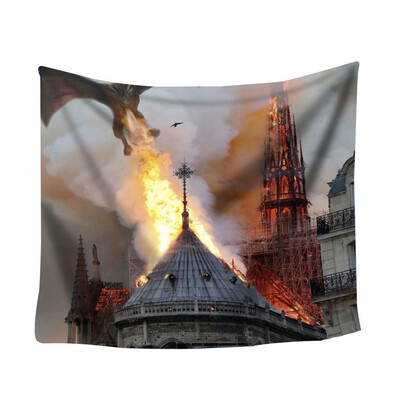 

Toponeto Colorful Print Tapestry Art Room Notre Dame Wall Hanging Tapestry Art Nature