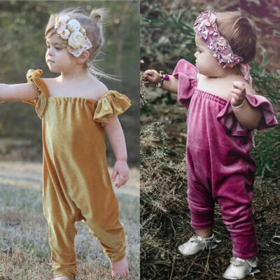 

Newborn Kids Baby Girl Velvet Romper Jumpsuit Playsuit Harem Pants Outfits Set