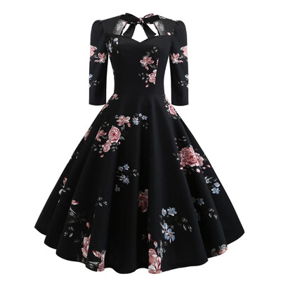 

Plus Size Floral Print Back Tie Pin Up Dress
