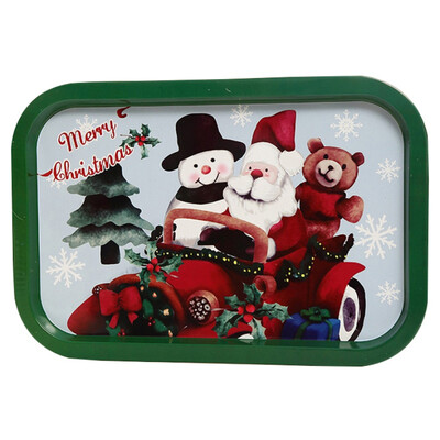 

Christmas Tinplate Storage Tray Decorative Food Serving Plate Fruit Tray Holiday Home Organizer Decorations
