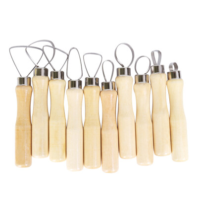 

10pcs Pottery Carving Tool Set Wooden Handle Stainless Steel Clay Sculpture DIY Sculpting Tools