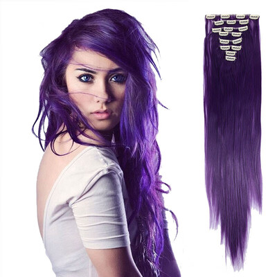 

8 PcsSet Fashion Long Curly Wavy Straight Clip In Hair Extension Sexy Heat Resistant Party Hair Natural Synthetic Hair For Women