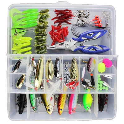 

Lixada 101PCS Fishing Lures Tackle Mixed Hard Baits Soft Baits Popper Crankbait VIB Topwater Floating Fishing Lures Hooks Fishing