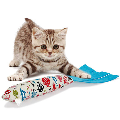 

Gobestart Pet Cat Refilling Catnip Simulation Plush Fish cat Interactive Chewing toys