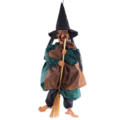 

Halloween Witch Hanging ride broom witch ghost Props Voice Control Ride Broom Witch Hanging Decoration With Sound Light