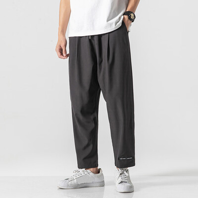 

Gobestart Mens Summer Casual Fashion Loose Pure Color Outdoors Sport Ankle-Length Pants