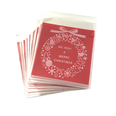 

Toponeto 100PC Self Adhesive Plastic Seal Bag Cookies Candy Wrapping Bags Christmas Pouch