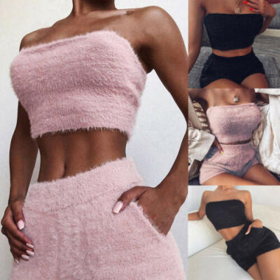 

US Women 2 Piece Bodycon Two Piece Crop Top&Skirt Set Bandage Dress Party