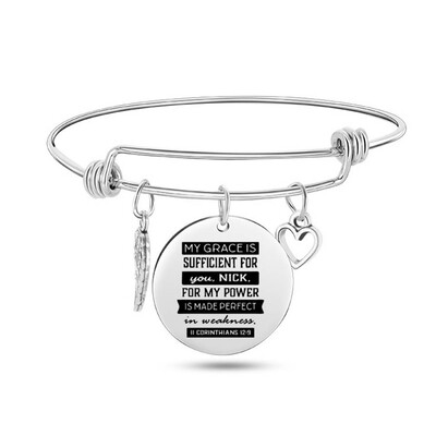 

Fashion Titanium Steel Christian Bibl Wing Love Necer Fails Bracelets Jewelry