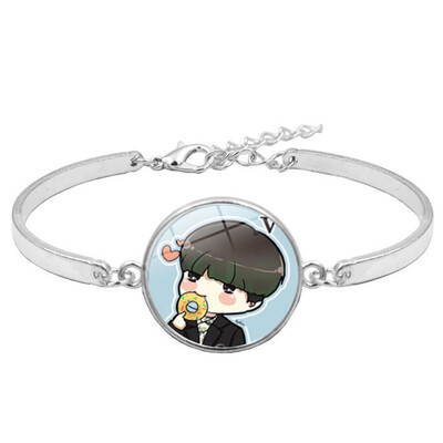 

KPOP BTS Bangtan Boys Retro Alloy Bracelet Creative Cartoon Time Gemstone Bracelet ARMY Hot Gift for Fans