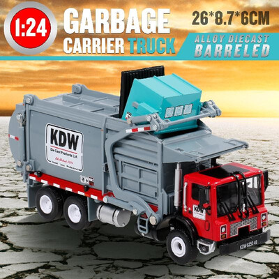 

Alloy Diecast Barreled Garbage Carrier Truck 124 Waste Material Transporter Vehicle Mod Collector Hobby Toys for Kids Christmas G