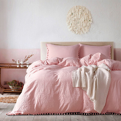 

Neillie ball side quilt cover suit bedding three piece set American size pure color bed goods