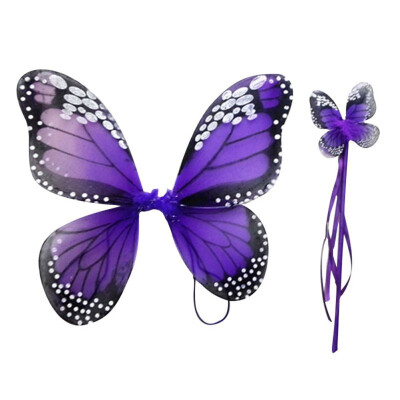 

Fairy Wings Butterfly Princess Double Folding Costume Sets Fairy Stick Props Butterfly Wings Shawl Kids Costume Accessory