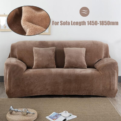 

Winter Warm Sofa Cover Solid Color Plush Sofa Slipcover Full Cover All-inclusive Elastic Sofa Protector Washable