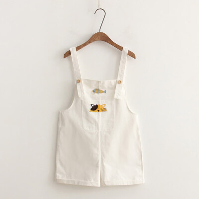 

Women Cute Mini Short Overalls Animal Print Solid Color OL Style College Style Korean Style Short Overalls