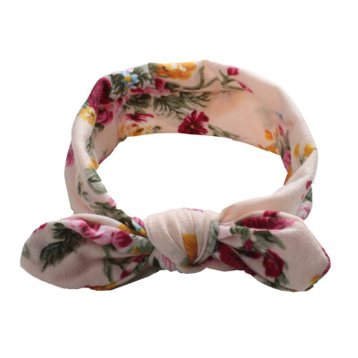 

Print Flowers Girls Headband Rabbit Bow knot Ear Hairband Turban Knot Head Wraps baby Girls Clothing Accessories