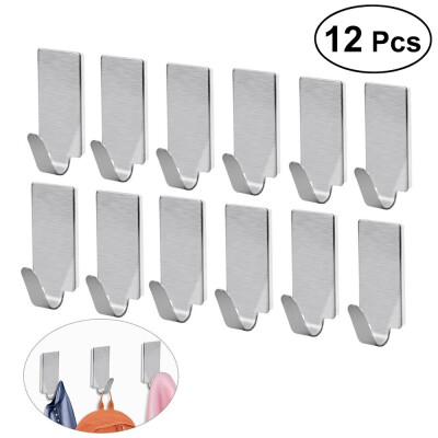 

6pcs Adhesive Stainless Steel Towel Hooks Family Robe Hanging Hooks Hats Bag Family Robe Hats Bag Key Adhesive Wall Hanger