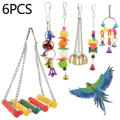 

Pet Accessories Pet Toys 6 Pcsset Bird Parrot Toy Hanging Bell Pet Bird Cage Hammock Swing Toy Hanging Toy Bite Toy