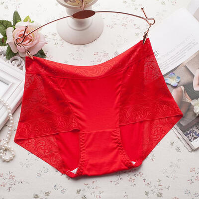 

Lace Panties Women New Mid-waist Panties Breathable Sexy Seamless Briefs Openwork Solid Color Briefs