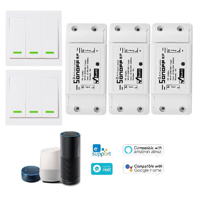 

3PCS SONOFF RF Wifi Switch RF 433MHz Compatible with Alexa for Google Home 10A2200W Wireless Switch with Timing Function for Andr