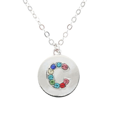 

Silver Alphabet Initial Letter A To Z Pendant Necklace Colorful Rhinestone Pendant Birthday Gifts Christmas Gifts For Women Girls