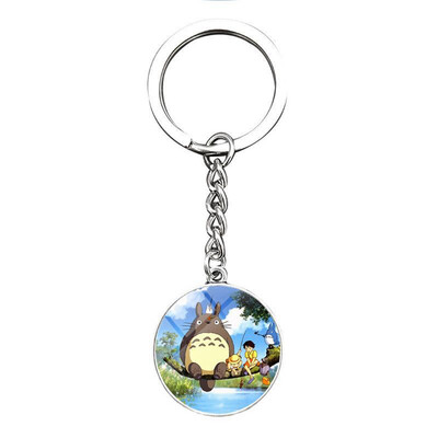 

Hayao Miyazaki Dragon Cat Keychain Time Gemstone Bronze Silver Keychain