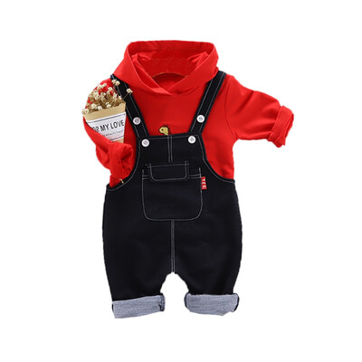 

Autumn Baby Boy Girl Outfits Long Sleeve Cartoon Hoodie SweatshirtStrap Trousers Casual Sets