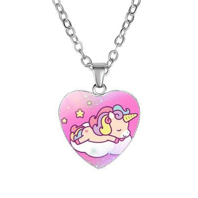 

Unicorn Necklace Pegasus Heart Shape Charm Alloy Pendant for Girls Women Birthday Party Gifts