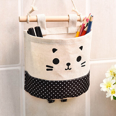 

Wall Door Hanging Organizer Cotton Lovely Cat Storage Bag Pocket Affordable