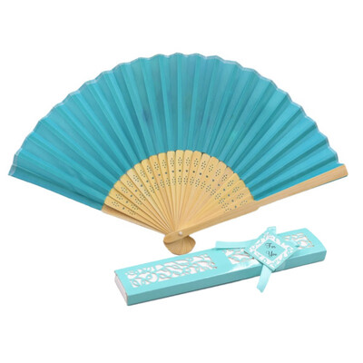 

Wedding Decoration Back Ceremony Solid Color Elegant Silk Cloth Folding Fan 12 Colors Party Decoration
