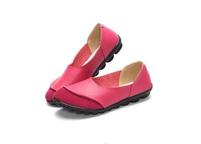 

5 Colors New Womens Cowhide Matte Soft Leather Shallow Mouth Shoes Lazy Shoes