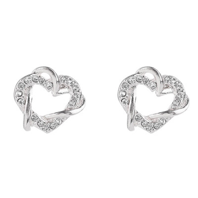 

Gold Silver Double Heart Wound Jewelry Stud Earrings for Women