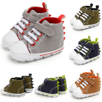 

Newborn Baby Boys Girls Pre-Walker Soft Sole Pram Shoes Canvas Sneakers Trainers