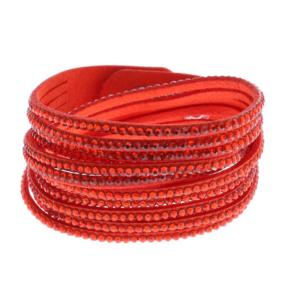 

Personality Solid Drill Colourful Rhinestone Multi-Layer Leather Rope Manual Bracelet Unisex Pair Jewellery