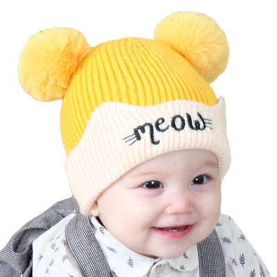 

Baby Girl Boy Hat Knitted Hat For Girls Cotton ball Children Cap Toddler Kids Hats Cartoon Cute Baby Hats Bonnet