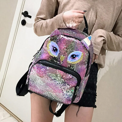 

Girls Fashion Sequin Backpack Dazzling Glittery Sequins PU Bling Backpack