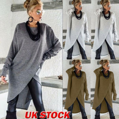 

UK Womens Autumn Long Sleeve Pure Casual T shirt Ladies Loose Tops Blouse Bottom