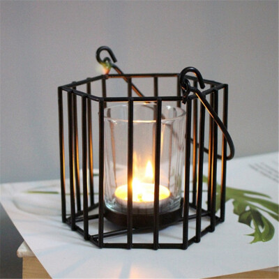 

Gobestart Nordic Retro Iron Light Candle Holder Candlestick Lamp Lantern Home Party Decor