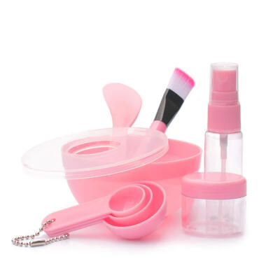 

9pcsset Pink DIY Mask Skin Care Kit Mask Bar Brush Measuring Spoon Spray-Bottle Bubble-Washing ResinPP material portable useful