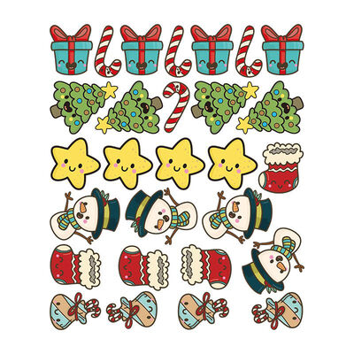

PVC Christmas Assorted Cartoon Wall Sticker Xmas Tree Snowman Gift Murals For Kid Bedroom