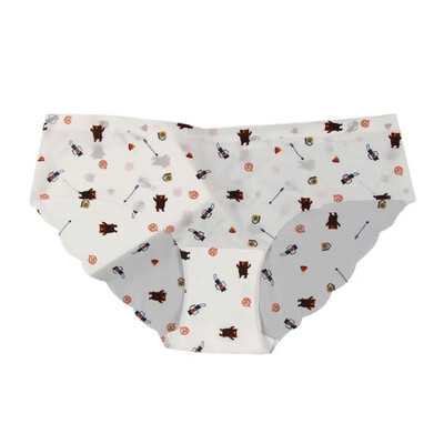 

New Seamless Sexy panties Low-Rise Ice Silk underwear women Lingerie Breathable Cartoon Print Cute Girl Ultra-thin Briefs
