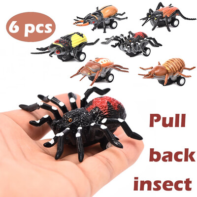 

YIWULA6pcs Mini Vehicle Insect Pull Back Cars with Tire Wheel Creative Gifts for Kids