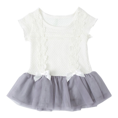

Summer Kids Girls Casual Short Sleeve Bowknot Design Dress Costume Baby Children Mesh Dresses