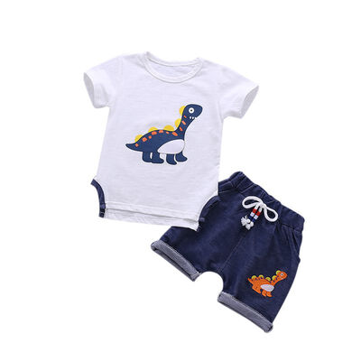 

New Summer Kids Boys Girls Sets Dinosaur Print short-sleeved dress New shorts Pants 2Pcs Suit Baby Kids Clothes