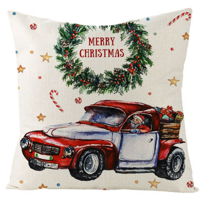 

40 Pattern New 18&quot Christmas Tree Santa Cotton Linen Throw Pillow Case Truck Sofa Car Throw Cushion Cover Home Decor