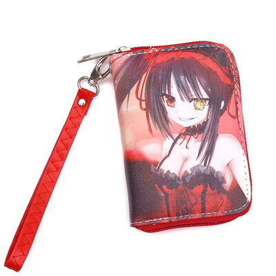 

Hatsune Miku lovelive PU Short Zipper Wallet Cartoon Printing Student Portable Coin Purse with Hand Strap
