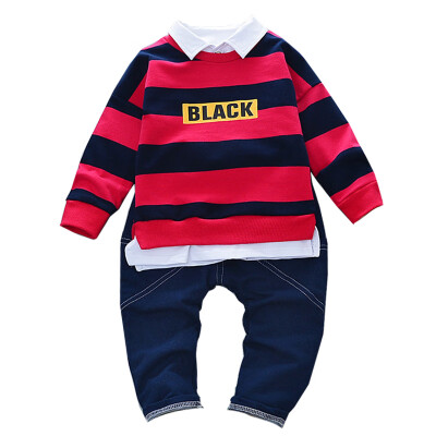 

Baby Boy Clothes Set Children Clothing Sets Products Kids Clothes Striped Gentleman T-shirtsPants 2PCS Tracksuit